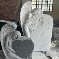 Pierre tombale Samistone Carrara en marbre blanc, ailes d'ange, pierre naturelle, sculpture à la main, extérieur, taille personnalisée, commémorative