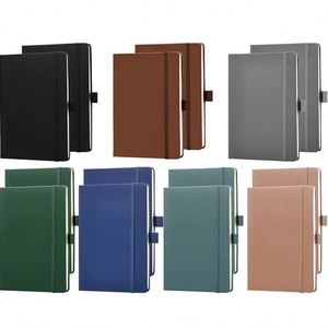 Navy Blue Custom LOGO Ruled Lined <b>Journal</b> Notebook A5 Hardcover PU Leather 100 Sheets for Students - Product Image 2