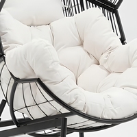 Sedia da Esterno Moderna e Resistente con Telaio in Acciaio e Rattan PE, Gambe Cabriole, Cuscino Impermeabile, Resistente alle Intemperie/UV, Personalizzabile