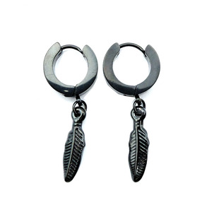 In Acciaio Inox huggie <span class=keywords><strong>orecchini</strong></span> <span class=keywords><strong>con</strong></span> <span class=keywords><strong>piuma</strong></span> di goccia <span class=keywords><strong>orecchini</strong></span> a cerchio - Product Image 5