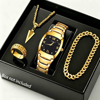 Ensemble de montres pour homme, tendance business, montre à quartz, bracelet, collier, bague, ensemble cadeau parfait pour les amis ou pour papa