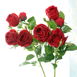 Rami di Rose Artificiali Real Touch Effetto Umido, 4 Teste, Steli di Rose Finte per Bouquet da Sposa, Vaso Domestico, Composizioni Floreali e Decorazioni - Product Image 1