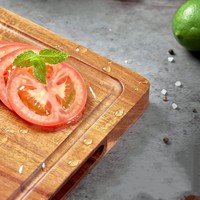 Ustensiles de cuisine Planche à découper en bois d'acacia et chêne massif Lot de 3 planches à découper Planche de service avec rainure à jus