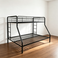 Lit superposé traditionnel en métal durable avec structure en acier, taille simple/double, pour chambre à coucher, hôtel, école, appartement
