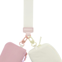 Dompet Mini Wanita dengan Kantong Ganda Lepas Pasang, Tali Pergelangan Tangan dari Nilon, Resleting, Tempat Koin, Gantungan Kunci, dan Tempat Kartu