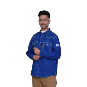 Camisas de Trabajo de Soldadura Resistentes al Fuego, Color Azul FR, Ropa de <span class=keywords><strong>Soldador</strong></span> de Algodón Ignífuga, Ropa de Trabajo de Seguridad <span class=keywords><strong>para</strong></span> Hombres - Product Image 2