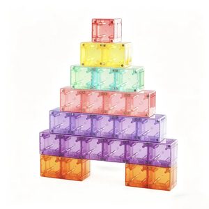 Blocs de construction en plastique pour enfants de 0 à 3 mois, apprentissage précoce éducatif, cube de couleur unie, assemblage amusant - Product Image 1