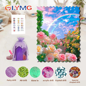 Kit Completo Pittura Diamante 5D Giardino di <span class=keywords><strong>Rose</strong></span> Arcobaleno Paesaggio con Diamanti AB a Copertura Totale, Mosaico Fai da Te con Cristalli per Decorazioni Casa - Product Image 1