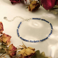 Bracelet en alliage avec perles rondes facettées en pierre de lune naturelle de 3 mm et chaîne d'extension