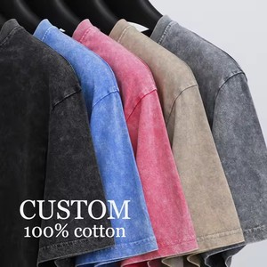 Custom Acid Washed Distressed Heavyweight Oversized Blank 100% Cotton T-shirts Men's Boxy Fit Vintage T Shirts Luxury Tee Shirts - Product Image 2