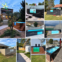 Piscine hors sol en fibre de verre avec panneaux extérieurs à lattes de style resort, jacuzzi extérieur, centre de bien-être à domicile