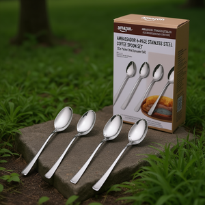 AMBASSADOR Juego de cucharas de café de acero inoxidable de 6 piezas (13 cm) Cromo pulido CVLX90C6 - Product Image 3