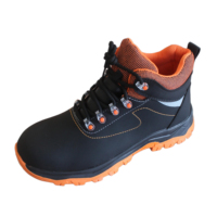Chaussures de Sécurité Professionnelles Noires en Cuir Antidérapantes et Imperméables, avec Coque en Acier pour Hommes
