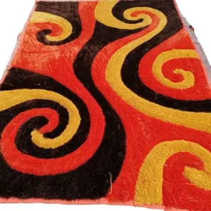 3D colorful shaggy material popular pattern for living room elastic yarn OEM 3d rugs