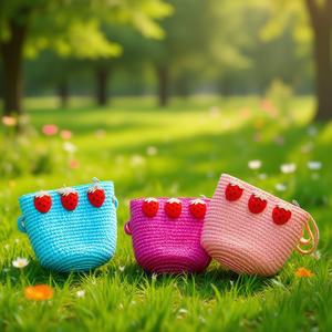 Bolso Tejido Estilo Fresa 12x14cm Para Niños Con Decoración de Fresa - Product Image 2