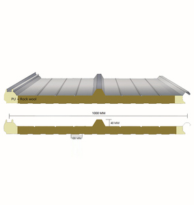 Panneau sandwich en laine de roche avec bordure en acier industriel, aluminium, <span class=keywords><strong>mousse</strong></span> de <span class=keywords><strong>polyuréthane</strong></span> pour l'isolation <span class=keywords><strong>thermique</strong></span> des toits d'entrepôts - Product Image 3