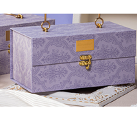 Boîte cadeau rigide en carton écologique élégante avec fermeture magnétique, poignée et motif violet offset pour souvenirs de mariage