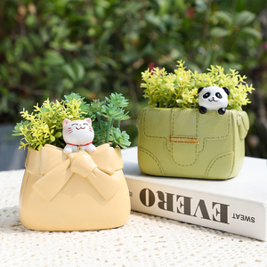 Pot Bunga Resin Kartun Roogo yang Menggemaskan, Pot Mini Ramah Lingkungan untuk Anak Perempuan, Dekorasi Taman Dalam & Luar Ruangan yang Unik - Product Image 1