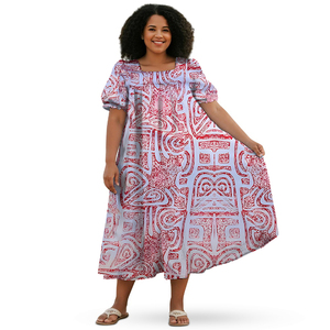 Vestido Mumu Polinesio Micronésico al por Mayor, Vestido Informal Bohemio para Mujer, Talla Grande, con Estampado Tribal <span class=keywords><strong>Elei</strong></span>, Suministro Directo - Product Image 3