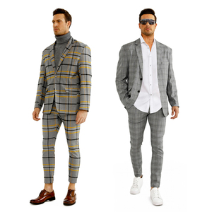 Gingtto 2024 nuovo Plaid abiti da <span class=keywords><strong>uomo</strong></span> doppio Logo personalizzato petto Business all'ingrosso abiti da <span class=keywords><strong>uomo</strong></span> - Product Image 1