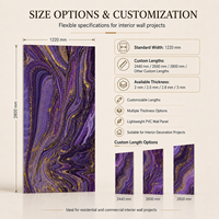 Panneau mural en PVC de qualité supérieure MORLENX Purple Gold Flow Texture UV Marble Sheet pour projets d'aménagement intérieur de boutiques et d'hôtels