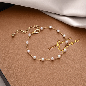 Pulsera perla versátil mujer diseño estilo Ins alta gama bangle pareja, joyería moda brazaletes cadena y eslabón - Product Image 6
