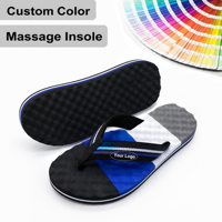Tongs unisexes personnalisées OEM avec semelle antidérapante en EVA, lanières en nylon tissé rayées bleu-noir, confortables pour le sport et l'extérieur
