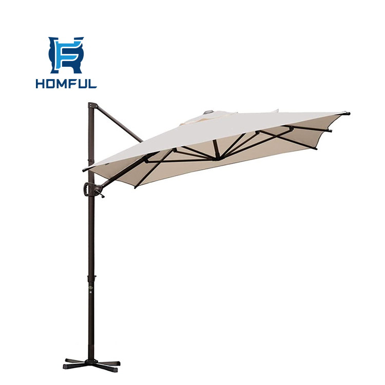 Humilde Offset Patio paraguas Rectangular voladizo paraguas colgar jardín paraguas con manivela y fácil de inclinación