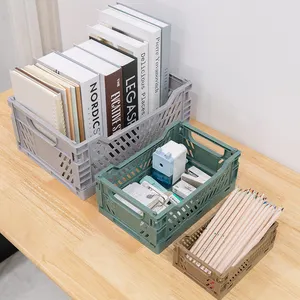 Factory Directly Amazon Hot Seller Office Organization Collapsible Crate Plastic Folding Storage Box Basket