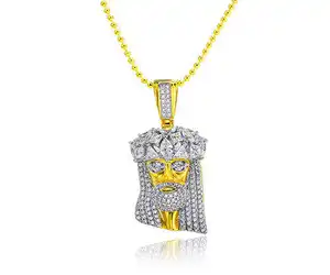 Personalizado Iced Out Jóias 925 Sterling Silver Latão De Ouro Vvs Diamante Mossinate Cz 3D Moissanite Jesus Pingente