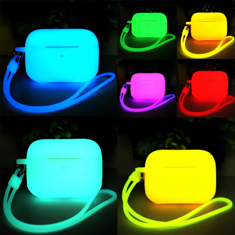 Tschick Glow in the Dark Fluorescent Earphone Cases For Apple Airpods Pro Luminous Shockproof Cover for Air Pods Protector Case