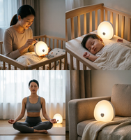 Lámpara de Noche Táctil Recargable con Ruido Blanco y Temporizador de 15/30 Minutos, Regulable, para Dormitorio o Armario