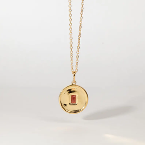 Elegante Collar de Granate en Capas con Piedra de Nacimiento, Colgante de Granate Rojo Corte Esmeralda en Oro Sólido con Halo de Diamantes, Joyería Minimalista - Product Image 2