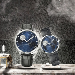 Montre <span class=keywords><strong>AGELOCER</strong></span> originale pour couple d'astronautes, montre mécanique automatique de luxe avec phase lunaire, bracelet en acier inoxydable et cuir, cadeau d'anniversaire - Product Image 3