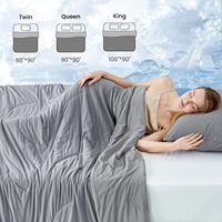 Couette d'été douce, respirante et soyeuse, gris foncé, taille Queen 90 x 90 pouces, couvertures réversibles légères et rafraîchissantes
