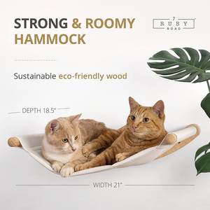 Estantes de pared flotantes de madera ecológica para gatos, con hamaca y perchas, muebles rascadores de madera para montar en la pared - Product Image 2