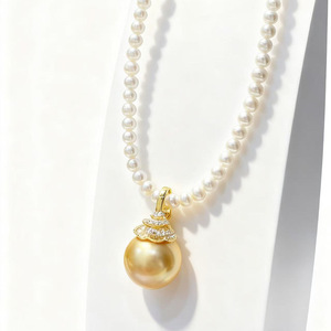 31088 Accessoires de perles DIY Pendentif en argent S925 avec perles rondes de 10-13 mm Support vide pour bouton Collier élégant et stylé - Product Image 5