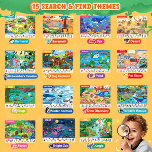 Joycat Cahier d'activités réutilisable pour enfants, livre de jeu, <span class=keywords><strong>apprentissage</strong></span> préscolaire, cartes de recherche et de découverte, affiche en papier offset - Product Image 3