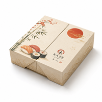 Boîte à sushi rigide certifiée sécurité alimentaire, gaufrage, biodégradable, écologique, emballage cadeau personnalisé pour la livraison alimentaire en UE