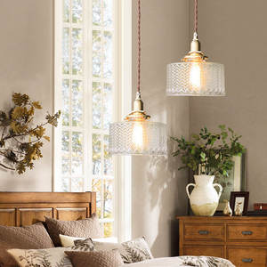 Lustre en verre sculpté en laiton rétro japonais, style simple pour les séjours à domicile, les chambres, les couloirs, les balcons, les bars - Product Image 2