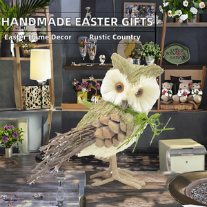 Hibou fait main en <span class=keywords><strong>paille</strong></span> naturelle, idéal pour les décorations de Pâques - Product Image 2