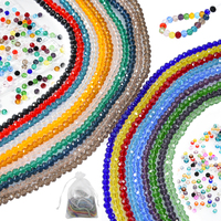 Perles de verre rondes plates pour la fabrication de bijoux 6mm/8mm Perles de cristal facettées rondes pour la décoration Accessoires de bricolage 5 brins/lot