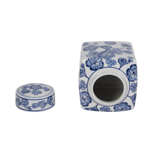 Vaso Decorativo Chinoiserie con Fiori di Ciliegio e Coperchio, Elemento d'Arredo Moderno per Soggiorno e Camera da Letto - Product Image 6
