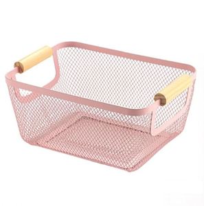 Metal Wire Basket with Wooden Handles Mesh Steel Storage Organizer Bin <b>Containers</b> for Kitchen Fridge Fruit Makeup <b>Snacks</b> Gifts - Product Image 4