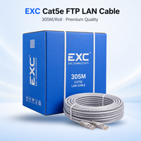 Câble Réseau Blindé Cat5e FTP Extérieur 24AWG 4 Paires 305m Vitesse Gigabit pour Système de Sécurité CCTV Caméra IP RJ45 Certifié CE
