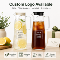 Carafe à eau en verre borosilicate de haute qualité 1300 ml, carafe en verre résistant à la chaleur avec couvercle filtrant pour jus de fruits froids, limonade, thé glacé