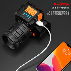 Lampe frontale LED rotative T6 avec zoom, détecteur de mouvement, rechargeable 2000 mAh, pour la pêche nocturne en extérieur - Product Image 4