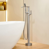 Ensemble de douche de remplissage de baignoire sur pied en laiton de luxe de haute qualité avec douche à main robinet de baignoire cascade chaude et froide