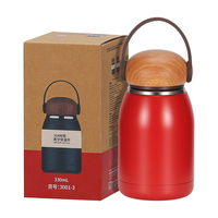 Bouteille d'eau isotherme en acier inoxydable à double paroi de 330 ml avec finition en bois écologique sans BPA, gobelet de camping