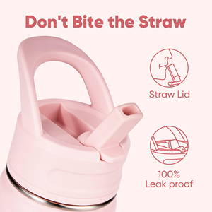 Botella de Agua Aislada para Niños de 12 oz con Tapa de Paja, Botella de Vacío de Acero Inoxidable 304, Mantiene el Frío 24H y el Calor 12H, para Niños Pequeños, Escuela y Viajes - Product Image 3